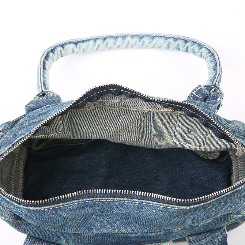 Fashion Retro Metal Five-pointed Star Decoration Denim Handbag For Women - Bellarte Enchanté Fashion Retro Metal Five-pointed Star Decoration Denim Handbag For Women